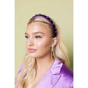 NEW HELLO EDIE velvet ultra slim embellished headband in purple